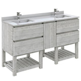 Fresca Formosa 56" Ash Modern Freestanding Open Bottom Double Sink Bathroom Base Cabinet | FCB31-241224ASH-FS