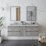 Fresca Formosa 56" Ash Modern Wall Hung Double Sink Bathroom Base Cabinet | FCB31-241224ASH