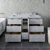 Fresca Formosa 56" Rustic White Modern Freestanding Double Sink Bathroom Base Cabinet | FCB31-241224RWH-FC
