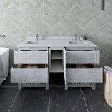 Fresca Formosa 60" Rustic White Modern Freestanding Open Bottom Double Sink Bathroom Vanity | FCB31-241224RWH-FS-CWH-U