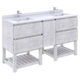 Fresca Formosa 60" Rustic White Modern Freestanding Open Bottom Double Sink Bathroom Vanity | FCB31-241224RWH-FS-CWH-U