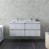 Fresca Formosa 48" Rustic White Modern Wall Hung Double Sink Bathroom Vanity | FCB31-2424RWH-CWH-U