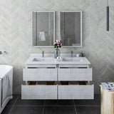 Fresca Formosa 48" Rustic White Modern Wall Hung Double Sink Bathroom Vanity | FCB31-2424RWH-CWH-U