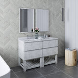 Fresca Formosa 48" Rustic White Modern Floor Standing Open Bottom Double Sink Bathroom Vanity | FCB31-2424RWH-FS-CWH-U