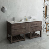 Fresca Formosa 72" Floor Standing Open Bottom Double Sink Modern Bathroom Cabinet w/ Top  Sinks | FCB31-301230AC-FS-CWH-U