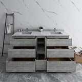 Fresca Formosa 70" Ash Modern Floor Standing Double Sink Bathroom Base Cabinet | FCB31-301230ASH-FC