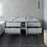 Fresca Formosa 72" Rustic White Modern Floor Standing Open Bottom Double Sink Bathroom Vanity | FCB31-301230RWH-FS-CWH-U