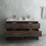 Fresca Formosa 60" Floor Standing Open Bottom Double Sink Modern Bathroom Cabinet w/ Top  Sinks | FCB31-3030ACA-FS-CWH-U