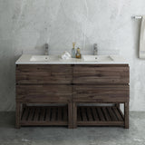 Fresca Formosa 58" Floor Standing Open Bottom Double Sink Modern Bathroom Cabinet | FCB31-3030ACA-FS