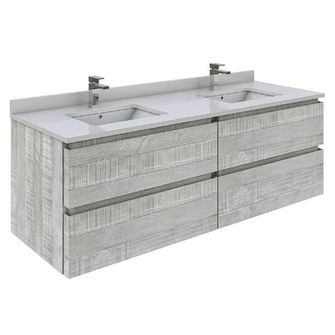 Fresca Formosa 60" Ash Modern Wall Hung Double Sink Bathroom Vanity | FCB31-3030ASH-CWH-U