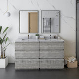 Fresca Formosa 60" Rustic White Modern Floor Standing Double Sink Bathroom Vanity | FCB31-3030ASH-FC-CWH-U