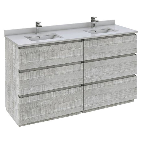 Fresca Formosa 58" Ash Modern Freestanding Double Sink Bathroom Base Cabinet | FCB31-3030ASH-FC