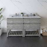 Fresca Formosa 60" Ash Modern Floor Standing Open Bottom Double Sink Bathroom Vanity | FCB31-3030ASH-FS-CWH-U