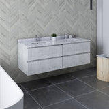 Fresca Formosa 60" Rustic White Modern Wall Hung Double Sink Bathroom Vanity | FCB31-3030RWH-CWH-U