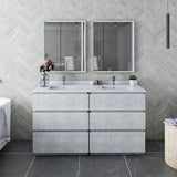 Fresca Formosa 58" Rustic White Modern Freestanding Double Sink Bathroom Base Cabinet | FCB31-3030RWH-FC