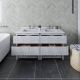 Fresca Formosa 60" Rustic White Modern Floor Standing Open Bottom Double Sink Bathroom Vanity | FCB31-3030RWH-FS-CWH-U