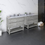 Fresca Formosa 84" Ash Modern Floor Standing Open Bottom Double Sink Bathroom Vanity | FCB31-361236ASH-FS-CWH-U