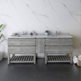Fresca Formosa 84" Ash Modern Floor Standing Open Bottom Double Sink Bathroom Vanity | FCB31-361236ASH-FS-CWH-U