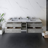 Fresca Formosa 82" Ash Modern Wall Hung Double Sink Bathroom Base Cabinet | FCB31-361236ASH