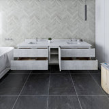 Fresca Formosa 84" Rustic White Modern Wall Hung Double Sink Bathroom Vanity | FCB31-361236RWH-CWH-U