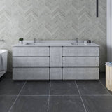 Fresca Formosa 82" Rustic White Modern Freestanding Double Sink Bathroom Base Cabinet | FCB31-361236RWH-FC