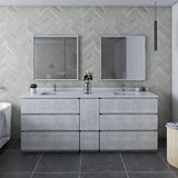 Fresca Formosa 82" Rustic White Modern Freestanding Double Sink Bathroom Base Cabinet | FCB31-361236RWH-FC