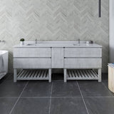 Fresca Formosa 82" Rustic White Modern Freestanding Open Bottom Double Sink Bathroom Base Cabinet | FCB31-361236RWH-FS