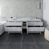 Fresca Formosa 82" Rustic White Modern Freestanding Open Bottom Double Sink Bathroom Base Cabinet | FCB31-361236RWH-FS