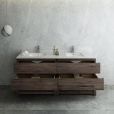 Fresca Formosa 70" Floor Standing Open Bottom Double Sink Modern Bathroom Cabinet | FCB31-3636ACA-FS
