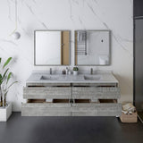 Fresca Formosa 72" Ash Modern Wall Hung Double Sink Bathroom Vanity | FCB31-3636ASH-CWH-U