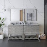 Fresca Formosa 70" Ash Modern Freestanding Open Bottom Double Sink Bathroom Base Cabinet | FCB31-3636ASH-FS
