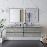 Fresca Formosa 70" Ash Modern Wall Hung Double Sink Bathroom Base Cabinet | FCB31-3636ASH