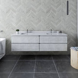 Fresca Formosa 72" Rustic White Modern Wall Hung Double Sink Bathroom Vanity | FCB31-3636RWH-CWH-U