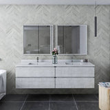 Fresca Formosa 70" Rustic White Modern Wall Hung Double Sink Bathroom Base Cabinet | FCB31-3636RWH