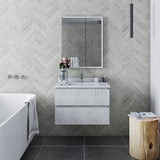 Fresca Formosa 30" Rustic White Modern Wall Hung Bathroom Vanity | FCB3130RWH-CWH-U