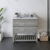 Fresca Formosa 36" Ash Modern Floor Standing Open Bottom Bathroom Vanity | FCB3136ASH-FS-CWH-U