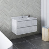 Fresca Formosa 36" Rustic White Modern Wall Hung Bathroom Vanity | FCB3136RWH-CWH-U