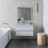 Fresca Formosa 36" Rustic White Modern Wall Hung Bathroom Vanity | FCB3136RWH-CWH-U