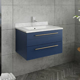 Lucera Modern 24" Royal Blue Wall Hung Undermount Sink Bathroom Vanity | FCB6124RBL-UNS-CWH-U
