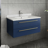 Lucera 30" Royal Blue Modern Wall Hung Undermount Sink Bathroom Cabinet | FCB6130RBL-UNS