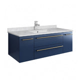 Lucera Modern 42" Royal Blue Wall Hung Undermount Sink Bathroom Vanity | FCB6142RBL-UNS-CWH-U