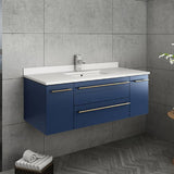 Lucera Modern 42" Royal Blue Wall Hung Undermount Sink Bathroom Vanity | FCB6142RBL-UNS-CWH-U