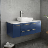 Lucera Modern 42" Royal Blue Wall Hung Vessel Sink Bathroom Vanity | FCB6142RBL-VSL-CWH-V