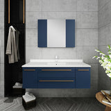 Lucera 48" Royal Blue Modern Wall Hung Undermount Sink Bathroom Cabinet | FCB6148RBL-UNS
