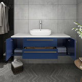 Lucera Modern 48" Royal Blue Wall Hung Vessel Sink Bathroom Vanity | FCB6148RBL-VSL-CWH-V