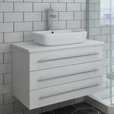 Fresca Lucera Modern 32" White Wall Hung Bathroom Vanity with Top & Vessel Sink | FCB6183WH-VSL-I