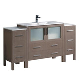 Fresca Torino 60" Gray Oak Modern Bathroom Cabinets w/ Integrated Sink