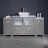 Fresca Torino 60" Gray Modern Bathroom Cabinets w/ Top & Vessel Sink