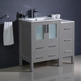 Fresca Torino 36" Gray Modern Bathroom Cabinets w/ Integrated Sink