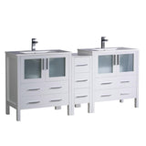 Fresca Torino 72" White Double Sink Bathroom Cabinets w/ Integrated Sinks